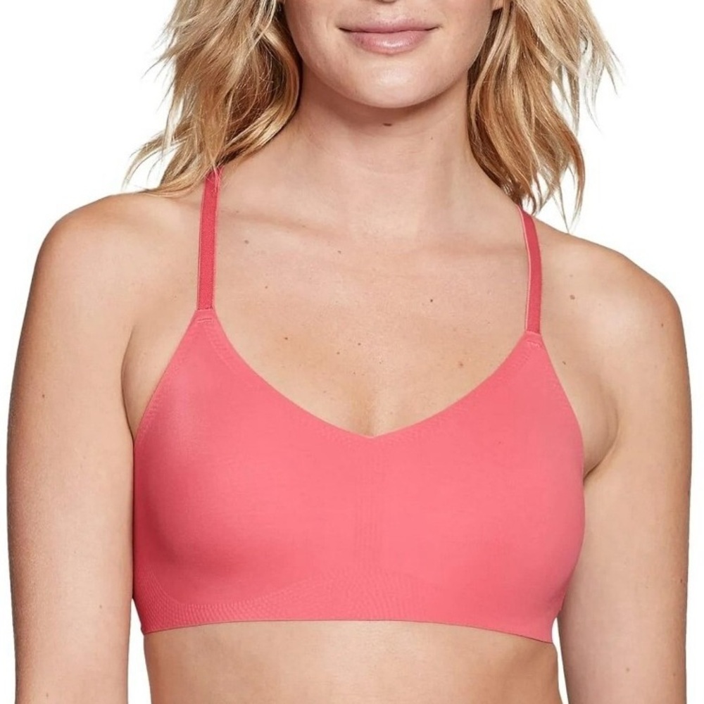 True & Co Women's M Lace Racerback Adjustable Strap Bralette Pink